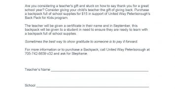 Buy a Backpack, Thank a Teacher