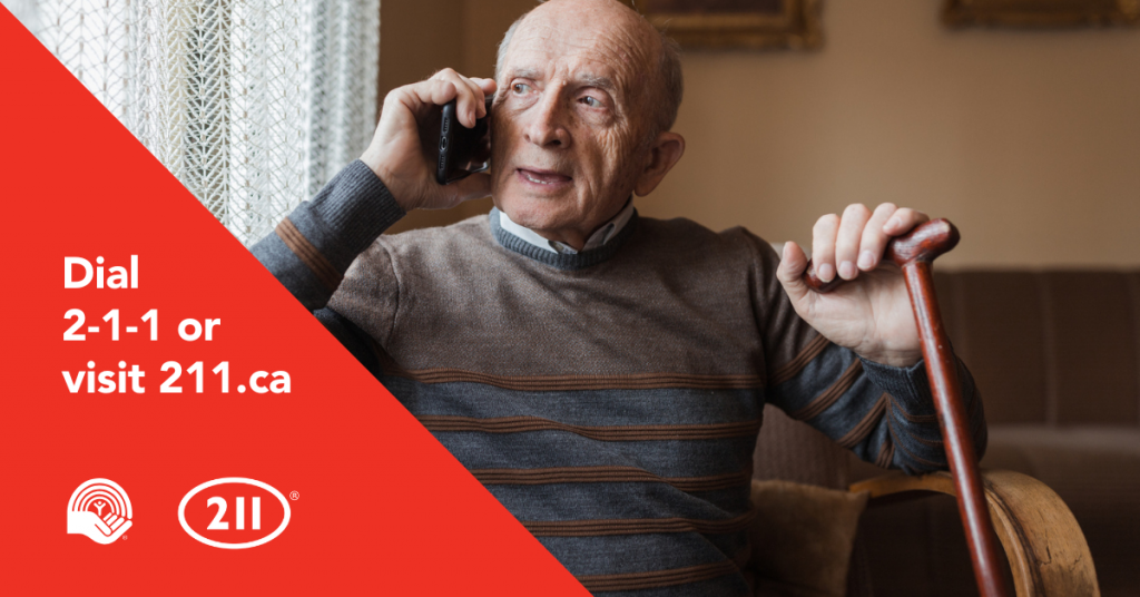 Older adult calling 211